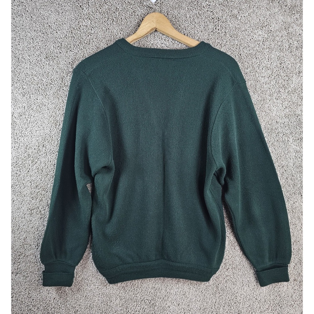 Vintage Izod Green V Neck Knit Preppy Sweater Men's Small Made USA Grandpacore - Picture 2 of 12